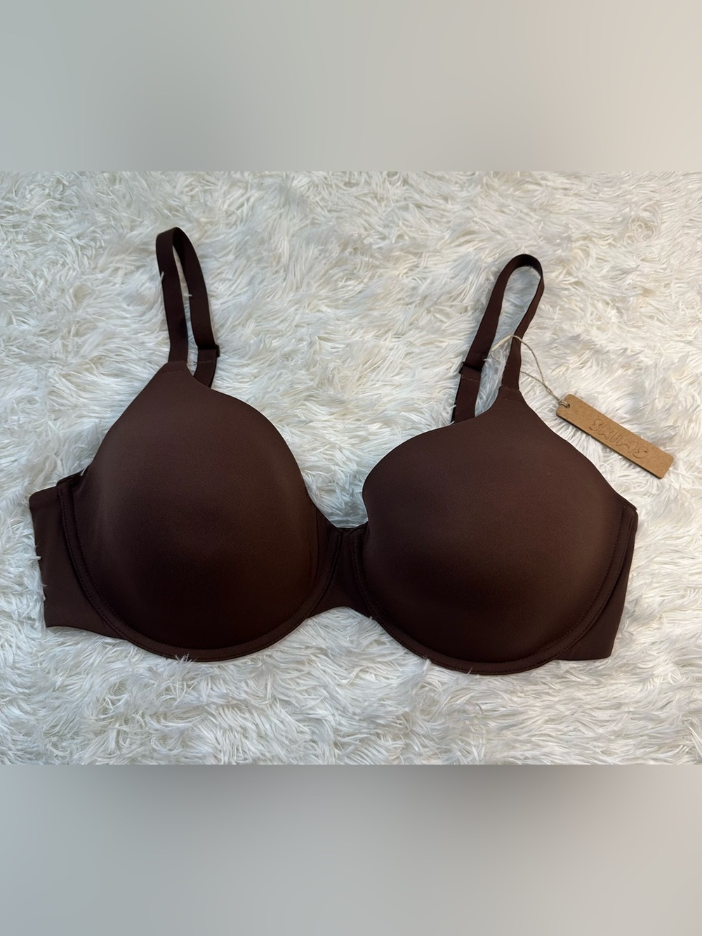 SKIMS T-Shirt Bra 40D Cocoa Brown Smooth Underwire Full Coverage Everyday - Picture 2 of 5
